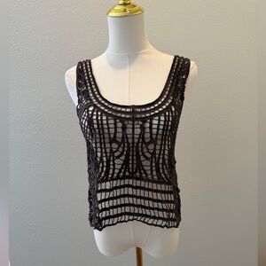 Black/dark gray Coco +Jameson open knit crochet cropped top size medium